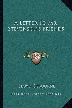 portada a letter to mr. stevenson's friends