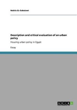 portada description and critical evaluation of an urban policy (en Inglés)