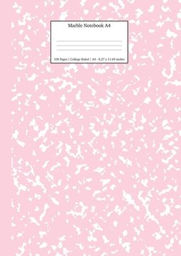 portada Marble Notebook A4: Pastel Pink College Ruled Journal (in English)