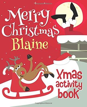 portada Merry Christmas Blaine - Xmas Activity Book: (Personalized Children's Activity Book)
