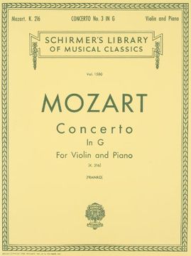 portada concerto no. 3 in g, k.216: score and parts (in English)