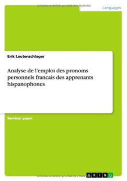 portada Analyse de l'emploi des pronoms personnels francais des apprenants hispanophones