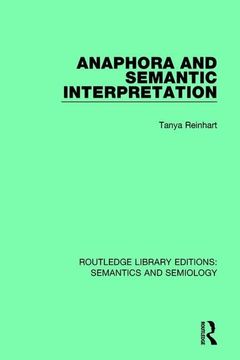 portada Anaphora and Semantic Interpretation (en Inglés)