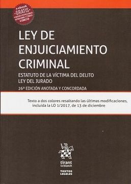 portada Ley De Enjuiciamiento Criminal 26ª Ed. 2018 Estatuto De La Víctima Del Delito Y Ley Del Jurado (in Spanish)