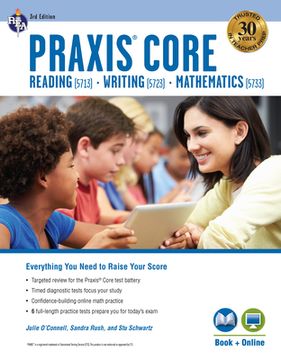 portada Praxis Core Academic Skills for Educators (5713, 5723, 5733) Book + Online, 3rd ed. (Praxis Teacher Certification Test Prep) (en Inglés)