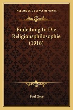 portada Einleitung In Die Religionsphilosophie (1918) (en Alemán)