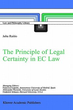 portada the principle of legal certainty in ec law (en Inglés)