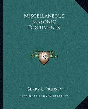 portada miscellaneous masonic documents (en Inglés)