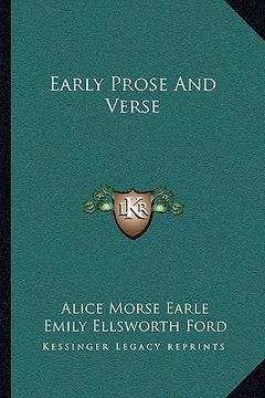portada early prose and verse