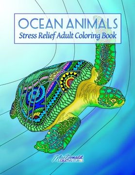 portada Ocean Animals: Stress Relief Adult Coloring Book: Volume 4