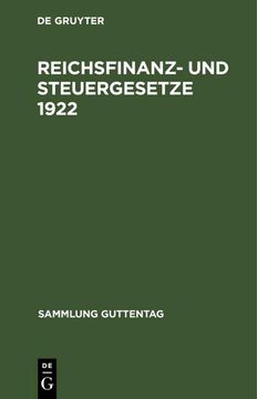 portada Reichsfinanz- und Steuergesetze 1922 (in German)