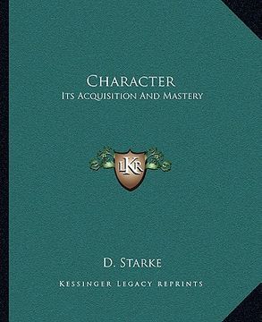 portada character: its acquisition and mastery (in English)