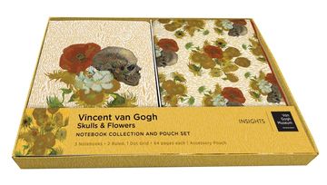 portada Van Gogh Skulls and Flowers Sewn Notebook Collection and Pouch set 
