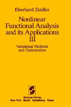 portada nonlinear functional analysis and its applications: part 3: variational methods and optimization (en Inglés)