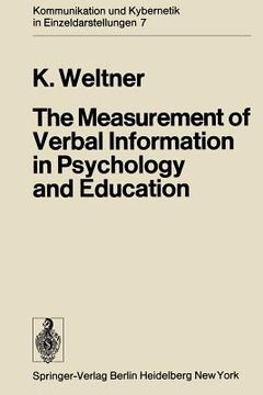 portada the measurement of verbal information in psychology and education (in English)