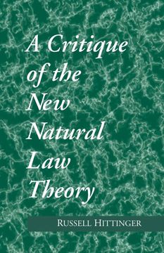portada A Critique of the new Natural law Theory (en Inglés)