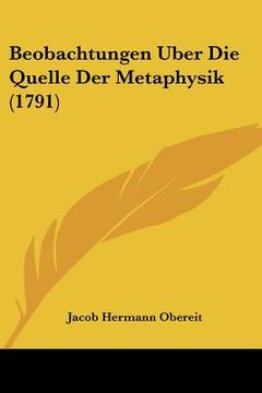 portada beobachtungen uber die quelle der metaphysik (1791) (en Inglés)