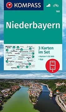 portada Kompass Wanderkarte 160 Niederbayern (Kompass-Wanderkarten, Band 160) (en Alemán)