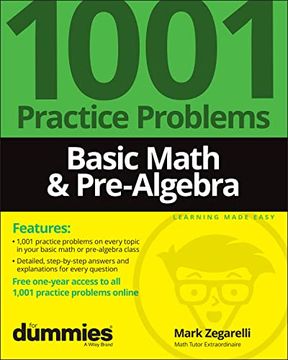 portada Basic Math & Pre-Algebra: 1001 Practice Problems for Dummies (+ Free Online Practice) (en Inglés)