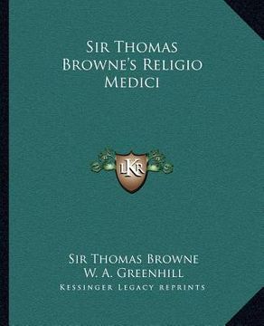 portada sir thomas browne's religio medici