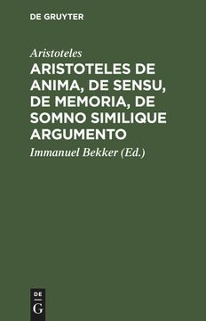 portada Aristoteles de Anima, de Sensu, de Memoria, de Somno Similique Argumento 