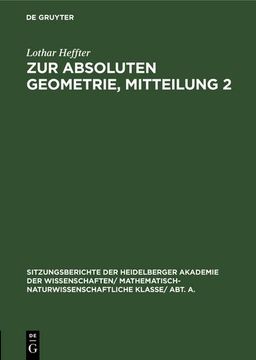 portada Zur Absoluten Geometrie, Mitteilung 2 (in German)