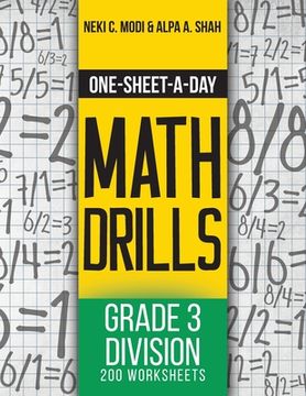 portada One-Sheet-A-Day Math Drills: Grade 3 Division - 200 Worksheets (Book 8 of 24) (in English)