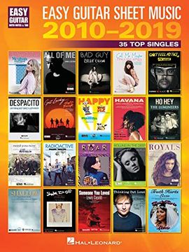 portada Easy Guitar Sheet Music 2010-2019: 35 Top Singles Arranged with Notes & Tab & Lyrics (en Inglés)