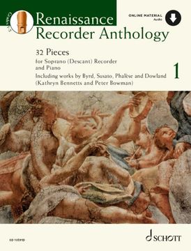 portada Renaissance Recorder Anthology 1: 32 Pièces Pour Flûte à bec Soprano Avec Piano. Vol. 1: Descant Recorder and Piano. (en Inglés)