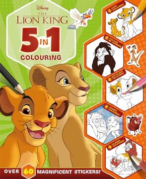 portada Disney the Lion King: 5 in 1 Colouring (With Dot-To-Dot, Colour-By-Numbers, Copy Colouring, and More! )