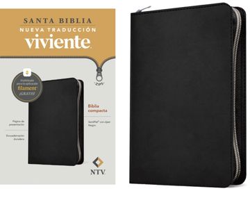 portada Biblia Compacta Ntv de Zíper, Con Filament (Sentipiel, Negro)
