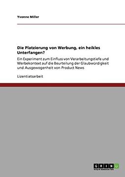 portada Die Platzierung von Werbung, ein heikles Unterfangen? (German Edition)