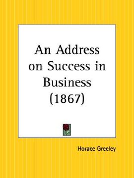 portada an address on success in business (en Inglés)