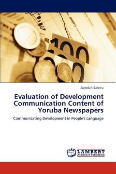 portada evaluation of development communication content of yoruba newspapers (en Inglés)