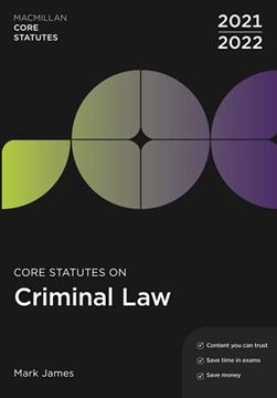 portada Core Statutes on Criminal law 2021-22: 61 (Macmillan Core Statutes) (en Inglés)