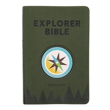 portada Csb Explorer Bible for Kids, Olive Compass Leathertouch, red Letter, Full-Color Design, Photos, Illustrations, Charts, Videos, Activities, Easy-To-Read Bible Serif Type 