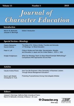 portada Journal of Character Education Volume 15 Number 1 2019 (in English)
