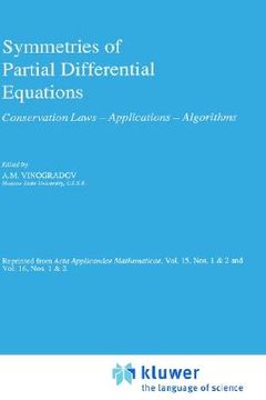 portada symmetries of partial differential equations: conservation laws applications algorithms