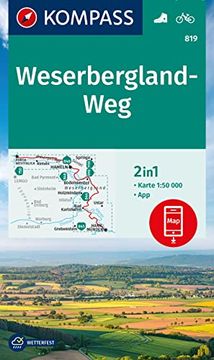 portada Kompass Wanderkarte 819 Weserbergland-Weg 1: 50. 000 (en Alemán)