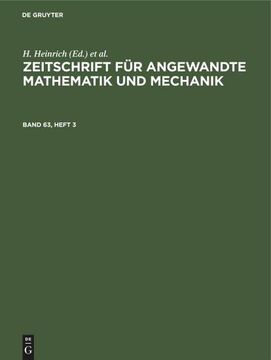 portada Zeitschrift für Angewandte Mathematik und Mechanik. Band 63, Heft 3 (in German)