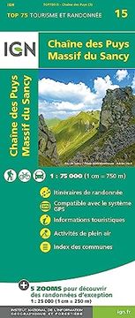 portada Ign 75 000 Touristische Wanderkarte 15 Chaîne des Puys - Massif du Sancy (en Francés)