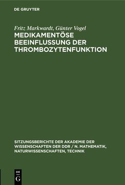 portada Medikamentã Â¶Se Beeinflussung der Thrombozytenfunktion (German Edition) [Hardcover ] (en Alemán)