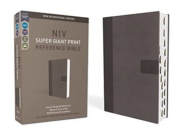 portada Niv, Super Giant Print Reference Bible, Leathersoft, Gray, red Letter, Thumb Indexed, Comfort Print (en Inglés)
