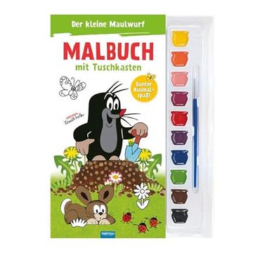 portada Trötsch der Kleine Maulwurf Malbuch mit Tuschkasten: Beschäftgungsbuch Ausmalbuch