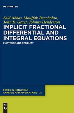 portada Implicit Fractional Differential and Integral Equations (de Gruyter Series in Nonlinear Analysis and Applications) 