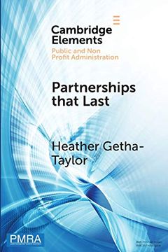 portada Partnerships That Last (Elements in Public and Nonprofit Administration) (en Inglés)