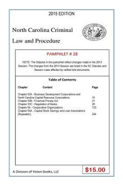portada North Carolina Criminal Law and Procedure-Pamphlet 28 (en Inglés)