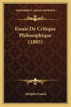 portada Essais De Critique Philosophique (1885) (en Francés)