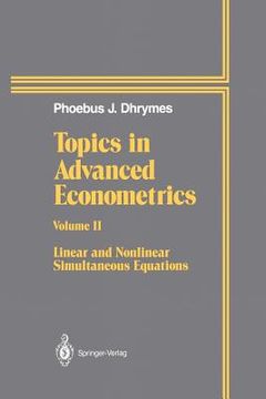portada topics in advanced econometrics: volume ii linear and nonlinear simultaneous equations