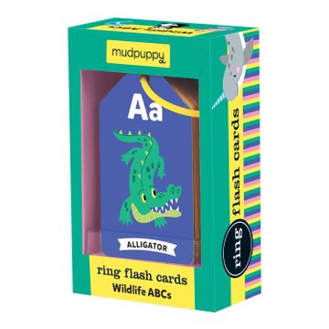 portada Mudpuppy Wildlife Abcs Ring Flash Cards for Kids - 26 Double-Sided Alphabet Flash Cards on a Reclosable Ring, Colorful Animal Illustrations - Learning Games for Toddlers and Preschoolers
